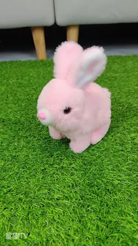 The fluffy bunny can bounce around by itself. Isn't it cute#plushtoysworld  #cuterabbitrabbit #rabbittoys