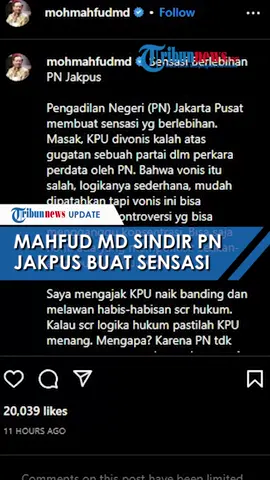 PEMILU 2024 DITUNDA, Mahfud MD- PN Jakpus Buat Sensasi Berlebihan, Ajak KPU Lawan Habis habisan#tiktokberita#pemilu2024#mahfudmd #sensasi #partaiprima