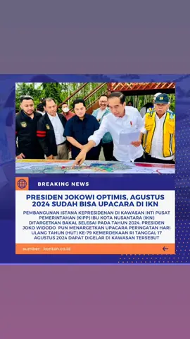 Pembangunan Ibu Kota Negara (IKN) Nusantara di Kalimantan Timur telah mencapai 22 persen hingga akhir Februari 2023 ini. Infrastruktur pokok, seperti jalan penghubung, jalan provinsi maupun jalan distrik, penyediaan air, bendungan, serta pengadaan kawasan pembuangan akhir sampah, juga telah disediakan. Saat ini proses pembangunan masuk pada tahap pengadaan jalan tol.#IKN #pemerintahhebat #indonesiamaju #indonesia #jokowi #jokowipresidentkita #RI1 #nusantara #fyp #viral #2023 #2024 
