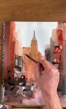 Empire State, watercolour and ink 🗽#art #paintingart #fyp #artist #artwork #painting #tiktokart #artistsoftiktok #newyork #cityscape 