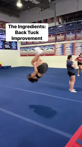The Ingredients: Back Tuck Improvement  When it comes to back tucks of any kind, only bending your knees will not help you with rotation. You know what will though? Your hip flexors and glutes, that’s what! Funny thing is both of these areas are usually neglected/ignored by tumblers. Try these out and feel the burn. I will work on a more difficult version for those find this too easy. #cheer #theingredients #tumbling #tumblechef 