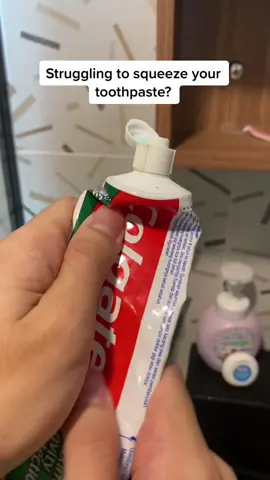 Need an easy way to get your toothpaste out? Check this product out!! #toothpaste #brushyourteeth #dental #toothpastesqueezer #hacks 