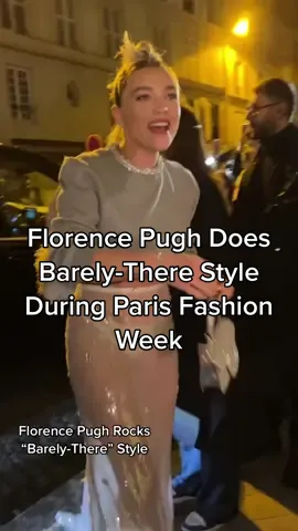 Leave it to #FlorencePugh to arrive to #ParisFashionWeek in style…and it’s giving barely-there flamour. As seen outside #Valentino’s fall 2023 show.