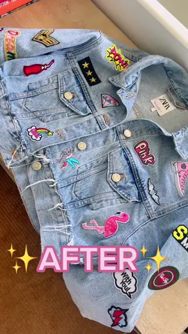 DIY girlie 🙋🏼‍♀️ All you need is an old jean jacket and some patches from Amazon 🎀🌈🦩🦋🦄⚡️💞🍒#DIY #diyproject #patchwork #diyfashion #diycraft #girlythings #girlygirl #crafty #diyprojects #denim #denimjacket 