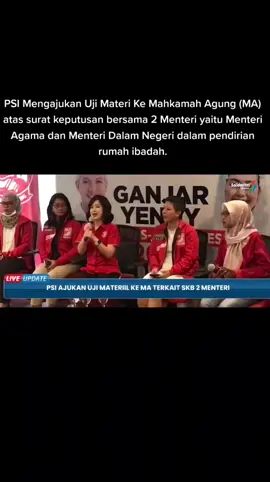 PSI Mengajukan Uji Materi Ke Mahkamah Agung (MA) atas surat keputusan bersama 2 Menteri yaitu Menteri Agama dan Menteri Dalam Negeri dalam pendirian rumah ibadah.  PSI merasa persyaratan Rekomendasi Forum Kerukunan Umat Beragama bersifat Konsultatif seolah-olah di jadikan syarat yang dapat memicu terjadinya diskriminasi dan limitasi pada Pendirian Rumah Ibadah.