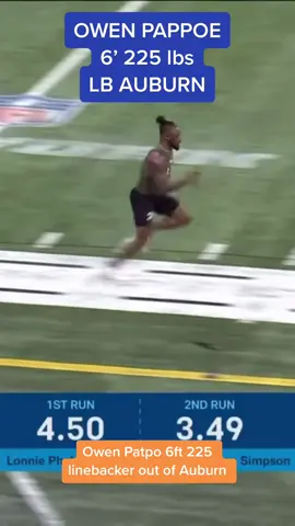 Owen Pappoe the fastest and strongest LB at the combine.  #nfldraft #combine #scouting #CollegeFootball #fypシ #auburn 