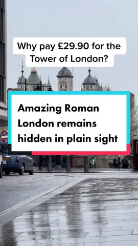 You can find sections of Roman London still standing in public free to visit in several places, here is one of my favourites.  On this site stands a surviving piece of London's city wall. The landward wall was constructed between AD190-220 and ran a distance of 3km (2miles). It was one of the most extensive works undertaken in Londinium The Roman city wall was 2.7m (9ft) thick at the base and stood over 6m (20ft) in height. This large, defensive boundary had an important influence on the City's devclopment. It continued to be of importance through the post-Roman and Medieval periods when it was strengthened and extended in height. This section of the wall shows both the Roman and the Medieval parts of the wall. In the Roman section of the wall you can see four tile bonding courses and facing stones laid in roughly regular courses. In the upper medical section, the facing stones are less regular. In places the rubble core of the wall is visible where the facing stones are now missing. #thelondonspy #davidharry #romanlondon #londonwall #romanbritain #toweroflondon #londonhistory #londonguide 