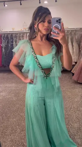 Main character fit - Aqua blue jumpsuit with frill-details. The back’s gotta be our favorite part! 💙  #jumpsuit #indianwedding #weddingguest #maincharacter #ruffles #aqua #blue #outfits #weddinginspo #weddingtiktok 