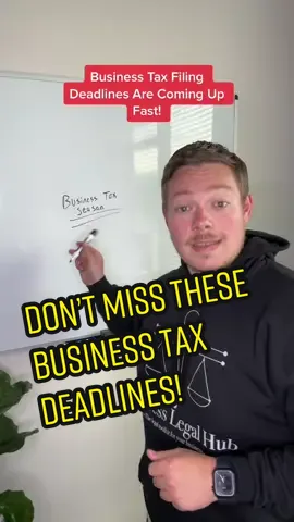 Business Tax Filings are comimg due soon! You definitely do not want to miss these tax deadlines and have to pay penalties #businesstaxtips #businesstax #businesstaxes #bizowner #businesstips #smallbusinesstip #howtorunabusiness #entrepreneurs 