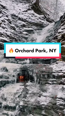 Yes, that is a natural fire inside of a waterfall! 🔥 #orchardpark #ny #snowstorm #waterfall #wny #buffalony #buffalosnowstorm #orchardparkny #naturetok #westernnewyork #iloveny 