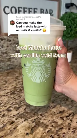 Replying to @monicarojas696 I added vanilla cold foam because I order mine this way, but the vanilla cold foam is optional 🤗💚 #matchalatte #matcha #matchalover #matchaathome #starbucksmatchalatte #starbucksdrinks #starbucks #starbucksrecipe #starbucksbaristarecipes #matchatteathome #matchalover 