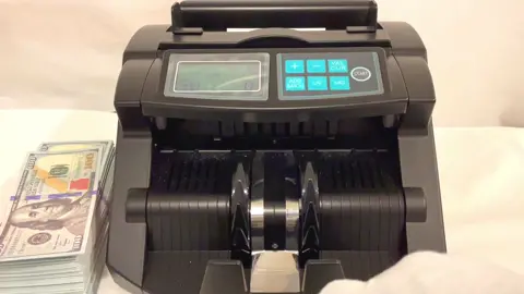 Counting New 100 US Dollars Banknotes  Money Counting Machine