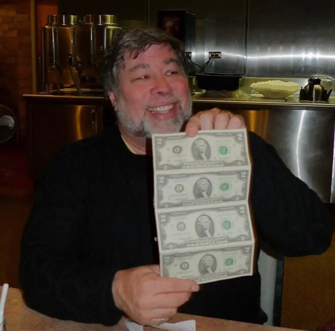 Steve Wozniak has been printing and spending his own $2 bills for the last 30 years, the bills are printed so well that they meet governmental standards, each bill costs him $3 to print but he has so much fun spending them he continues to do so.