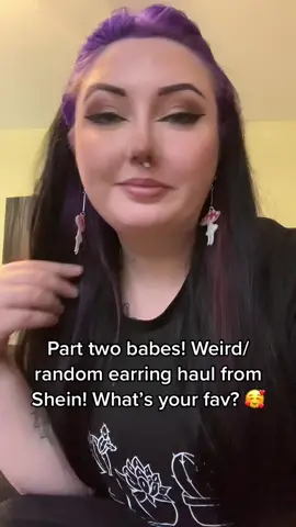Earring haul part 2 tell me your favs!! #shein #sheinjewelry #weirdearrings #earrings #alternativegirl #altgirl #purplehair 