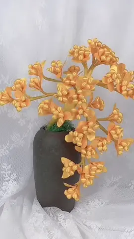 Handmade diy ribbon flower home craft#DIY #handmade #flowers #foryou #gift #craft #handmadegifts #handmadecraft #ribbon #tutorial #fyp #creative #handwork #diyfashion #homedecor #art 
