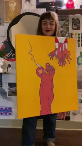 👣 no dogs allowed 🚫 no smoking here’s a piece of the process on this weird acrylic from ipad sketch to acrylic on canvas #artistsoftiktok #art #acrylicpainting #painting #cartoon #procreate 