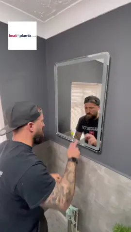 How To Hang A Mirror #howto #DIY #homeimprovement #diyproject #doityourself #ledmirror #fyp @heatandplumb.com 