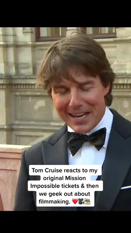 Loved geeking out with Tom Cruise about filmmaking. His reaction to my old Mission Impossible tickets is amazing. #tomcruise #missionimpossible #topgunmaverick #topgun 