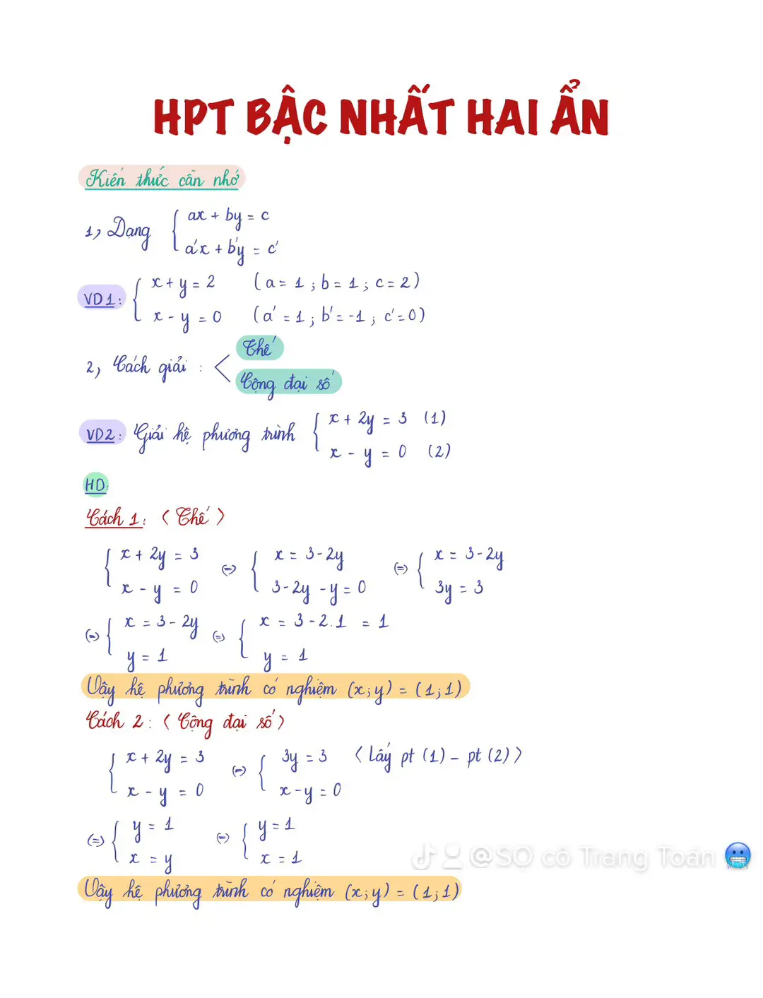 Hệ phương trình bậc nhất 2 ẩn #LearnOnTikTok #lop9  #2k8 #2k8onthivao10 #2k8onthisomvao10 #toan9 #2k9 #ontapvao10 #onthivaolop10 #onthivao10 #kingedu #kingeduthcs #xuhuong #xuhuongtiktok