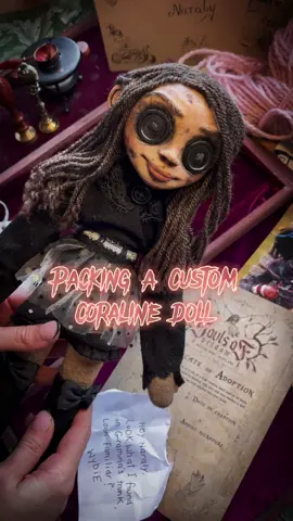 packing the newest custom!  #coraline #coralinedoll #customcoraline #buttoneyes #packing 