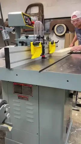 First cut on the new shaper #wood #woodworking #joinery #tools #woodshop #maker #tool #sawdust