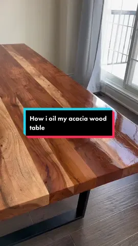 Apparently wood tables need lotion too 🤷‍♀️ #howto #acacia #acaciawood #acaciawoodfurnitures #woodtable #oilingwood #canadianwinter #dry 