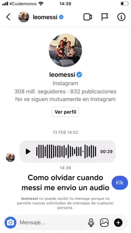 Cuando messi me envio un audio 😱 #messi #audio #viral #fyp #leomessi #musica #trap #chile  