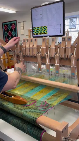 I was going to add a trendy audio to this clip, but I find the natural sound of weaving on this loom way too satisfying! I hope you enjoy it ☺️.  🤓 For Those That Want To Know: I am weaving on the Ashford 16-shaft table loom. The maximum weaving width is 24”. I’m working on a project described in a previous IG post. I’m also using the iWeaveIt app to track my treadling (leavering 🤔). You can also find info about the iPad stand in a previous post IG post.  #weaving #weaver #handweaving #handweaver #slowcloth #tableloom #tableloomweaving #ashfordloom #16shafts #16shaftloom #16shaftweaving #iweaveit #textiles #textiledesign #textileart #satisfying #satisfyingvideo 