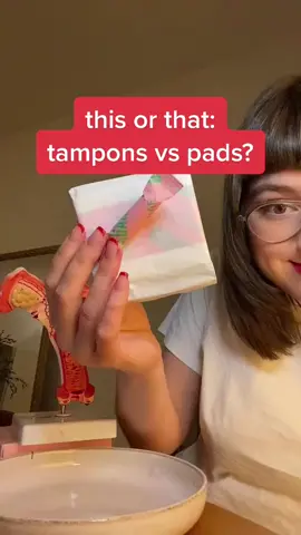 this or that: tampons vs pads? Tampons are inserted into the vagina to aborb flow. #tampon #pad  Always read the label and follow the directions for use