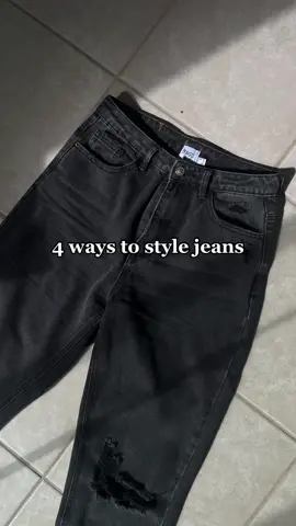 4 ways to style jeans 🖤 #outfitinspo #OOTD #outfitideas #stylingjeans #fyp 