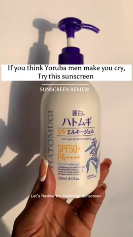 Hatomugi UV Milkly Gel SPF 50+ PA++++ Sunscreen Review👇🏽 What caught my attention was the size of this sunscreen🤩- 250ml of sunscreen for 7500?  I had to get it! ✨It is lightweight, and blends in quite fast. ✨It doesn’t leave a white cast ✨It has a dewy finish so may not be suitable for oily skin girlies  ✨It contains Alcohol  ✨My major reservation about this sunscreen is that it stings so bad when it enters my eyes😭 You might want to avoid applying it around your eye area or use only for your body Apart from that, I like it🤍 We need more sunscreens in this size☺️ Have you tried it before?  Please recommend another 250ml sunscreen i can for 7500 in the comments 👇🏽😂😭 #hatomugireview #sunscreenreviews #hatomugisunscreenreview #ugccreatorinnigeria #ugccreator #skincarecreative #skincareinnigeria #skincarecommunity #skincareroutine #skincareasmr #fyp #skincare #skincareproducts 