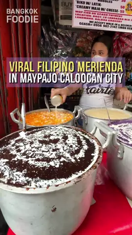 Viral Filipino Merienda in Maypajo Caloocan City 😳 #manilafoodie #manilafood #ubechamporado 