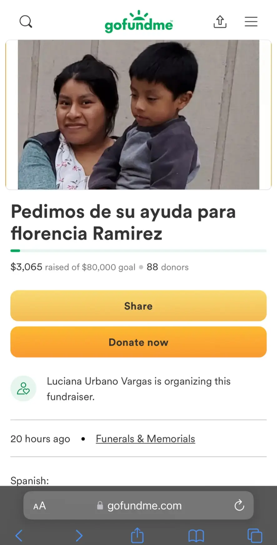 Por favor, si pueden, ayuden a esta familia. Están pasando por un gran dolor. Dios se los multiplicará🙏🏻 Que Dios los bendiga. El link / enlace para el Go Fund Me está en los comentarios. 