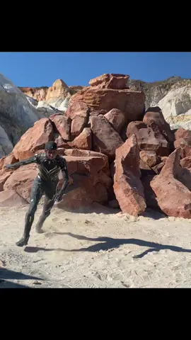 Got to wear THE panther suit 🤩 , this scene didnt make the end cut for the movie but a forever memory for me 🥰 #blackpanther #wakandaforever #flip #fyp