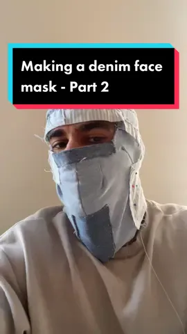 Making a denim face mask balaclava thing Part 2 , what should i add for part 3? #fashion #streetwear #StreetStyle #clothingdesign #sewing #sewingtiktok 