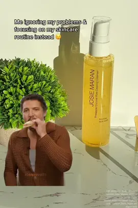 Anyone relate? 🙃  Ft. @josiemaran #gifted  Pineapple enzyme cleanser Argan milk Sun milk spf 30 #pedropascal #josiemaran #skincareroutine #therapydupe #mondaymood #acneprone #morningroutine #capcuttrends #skincareproducts #skintok #capcut #capcut_edit 
