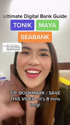 Replying to @papri YOUR ULTIMATE GUIDE TO THE TOP DIGITAL BANKS: Tonik, Maya, Seabank 📲💰 This video has been long overdue 😅 Hope this comparative guide helps you in determining which app/s to use! I use all 3 so I have firsthand experience sa lahat - this is only part 1 though where I talk about the features of each app. I’ll make a part 2 when I have the time to share how I make use of each digital bank. ☺️ #finance101 #tiktokskwela #eduwow #edutokph #tiktokskwela #LearnItOnTikTok #banking #digitalbanking #virtualbank #tonik #maya #seabank 