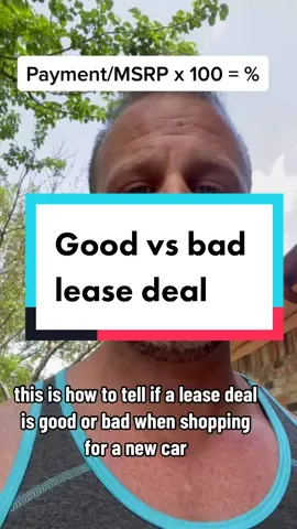 Ask for a lease payment quote with zero down only first payment due at signing taxes and fees included. Divide that by the MSRP x 100. You want a percentage under 1.5 %  #lease #leasing #autolease #carshopping #newcar #car #auto 