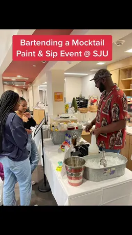 I got to return to my alma mater as a business owner ☺️. Make sure you follow  @CocktailsbyKobi(on IG) #philly #mocktails #mobilebartender #phillyfoodies #hawkhill #THWND #SJU #paintandsip #blackexcellence 