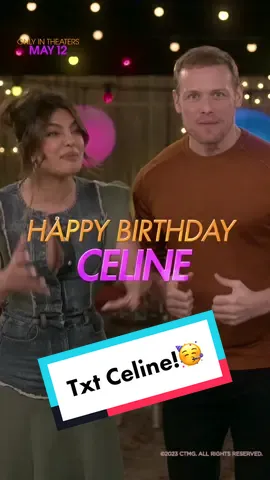 HAPPY BIRTHDAY CELINE!! Join me and Priyanka Chopra in sending some love to our Aries queen @CelineDion on her birthday! 💕 Text your birthday message to  (310) 634-1918  to sign a card for our fairy godmother of love 📱❤️ @loveagainmovie #priyankachopra  #celinedion  #samheughan 