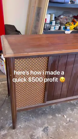 STEP BY STEP! 👇🏼👇🏼🤑 1. I got this 1960’s Zenith record player console for $50 on FBMP (it freakin works too!!!!) 2. I cleaned it down real good with some Krud Kutter  3. Sanded it with 100, 120, 220 grit using my @surfprepsanding 3x4 electric ray (use code FURNITUREDR10 for 10% off) 4. Used @HARTToolsUSA rotary tool to get into the hard to reach places!  5. Applied veneer banding over particle board edging with household iron  6. Applied 3 coats of wipe on poly, sanding with 220 between each coat 7. Used furniture repair kit to hide water damaged veneer  8. Sprayed pine parts of the piece with Mohawk classic toner in Blonde (I get this from @klingsporswoodworkingshop) 9. Staged with art from @desenio (use code THEFURNITUREDR for 45% off prints & 10% off frames) I’m so happy with this piece! And now I’m thinking I could’ve sold it for 2x the price, lol!  Drop all your questions below or check my amazon storefront to see list of products i used for this flip! 😍