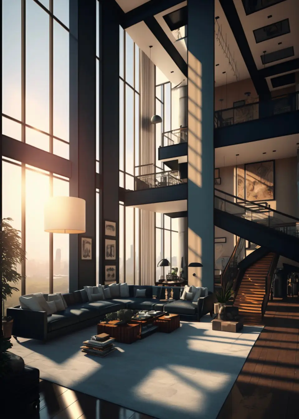 Modern penthouse with multiple floors. | #penthouse #architecture #homedecor #dream #fyp #aesthetic #luxury #minimalist #modern #modernhome #interiordesign 