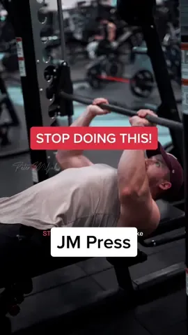 Smith Machine JM Press - Stop dropping the elbows, using momentum/bouncing out of the bottom or using too much shoulders. The goal is to strengthen both the triceps but also elbows, so you want to get as much elbow flexion as you can. Control every rep, minimize momentum. - #gymtiktok #GymTok #triceps #jmpress #tricepsworkout #gymtips 