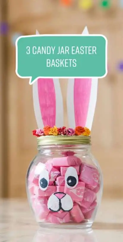 Hop into Easter with these effortlessy fun candy jar crafts! 🐣 #easterdiy #easterbasket 