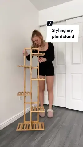 How cute is this plant stand! I’m obsessed with the bamboo I think it just goes so well with plants.  What do you think i should put on it? #amazonplantstand #homedecorinspiration #bohohomedecor #Pinterestinspiredhomedecour #Granolagirlaesthetic  #cheaphomedecor  #plantlover 