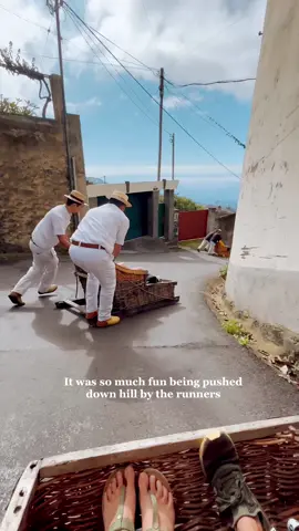 The Madeira toboggan ride is a must try when on the island!  Riding down the toboggan in a traditional basket sledge was used by the local residents in the 19th century as transportation. Now it’s become a popular tourist attraction in the village of Monte.  You can reach the area with the Funchal cable car that only takes 5 minutes and has stunning views (€12.50 p/p). I advise to come early as this one of the most visited activities in Madeira! We arrived around 10am and the line went quick (€30 for 2 people).  #MadeiraToboggan #madeiraisland #Toboggan #TobogganRide #visitmadeira #funchal #TravelMadeira #DiscoverMadeira #Exploremadeira #madeira #visitportugal  #vacations #TravelInspiration #traveltips  #travelblogger #travelbucketlist #europetrips 