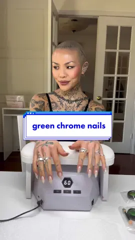 done by the nail GOAT herself @nailsbyelisee we love an ombre chrome green moment #pinterestnailinspo #structurednails #chromenails #gelxnailsystem 