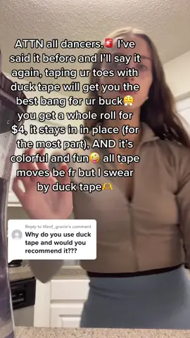 Replying to @lifeof_gracie the only tape I’ll use😤 #ducktape #ballet #ballettok #ballerina #dance #ballerinalife #tape #pointeshoes #tips #bloom #bloompartner @bloomnu 💚