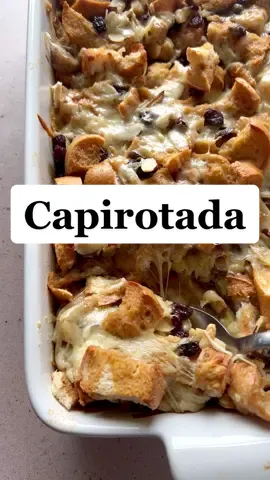 Capirotada (Mexican Bread Pudding) ✨ This traditional Mexican dessert is made from layers of bolillo bread, raisins, bananas, almonds and cheese all soaked in a sweetened piloncillo and cinnamon milk. It’s typically served during Lent and Easter, and is one of those sweet and savory desserts that’s such a nostalgic treat for me! ‍ Find the full recipe linked in my profile. ‍ . . . . . #capirotada #cuaresma #mexicanfood #mexicanrecipes #mexicanrecipe #capirotadadeleche 