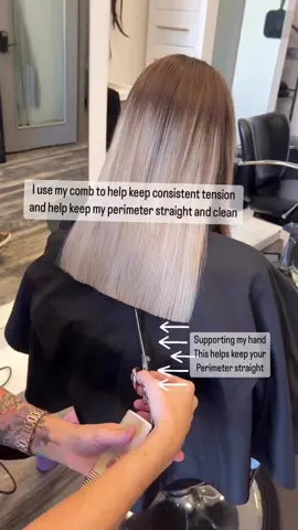 We don’t just cut straight across and call it a day! It’s all in the details that separates you from the rest. Save these tips for your next LOB! Also when I dry cut I always use dry cutting shears. It makes all of the difference. Use the right tool for the right task and have better results.  You wouldn’t chop vegetables with a butter knife. So don’t cut dry hair with wet shears.  @oliviagarden_int precision shears  . . . #btconeshot2023_cutvideo  #hair #haircut #haircutsforwomen #haircutstyle #samvilla #samvillahair #samivillashears #blondehair #blondehairdontcare #blondebalayage #cosmoprofbeauty #licensedtocreate #ittakesapro #behindthechair #behindthechair_com #hairbrained #beautylaunchpad #americansalon #modernsalon #saloncentric 